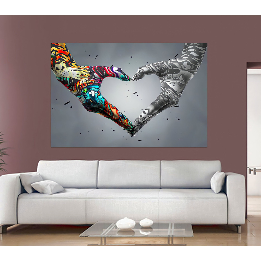Graffiti Heart Sign Hands Canvas, Banksy Wall Art, Graffiti Canvas Painting, Hands Canvas Print, Trendy Wall Art, Love Sign Canvas Decor.jpg