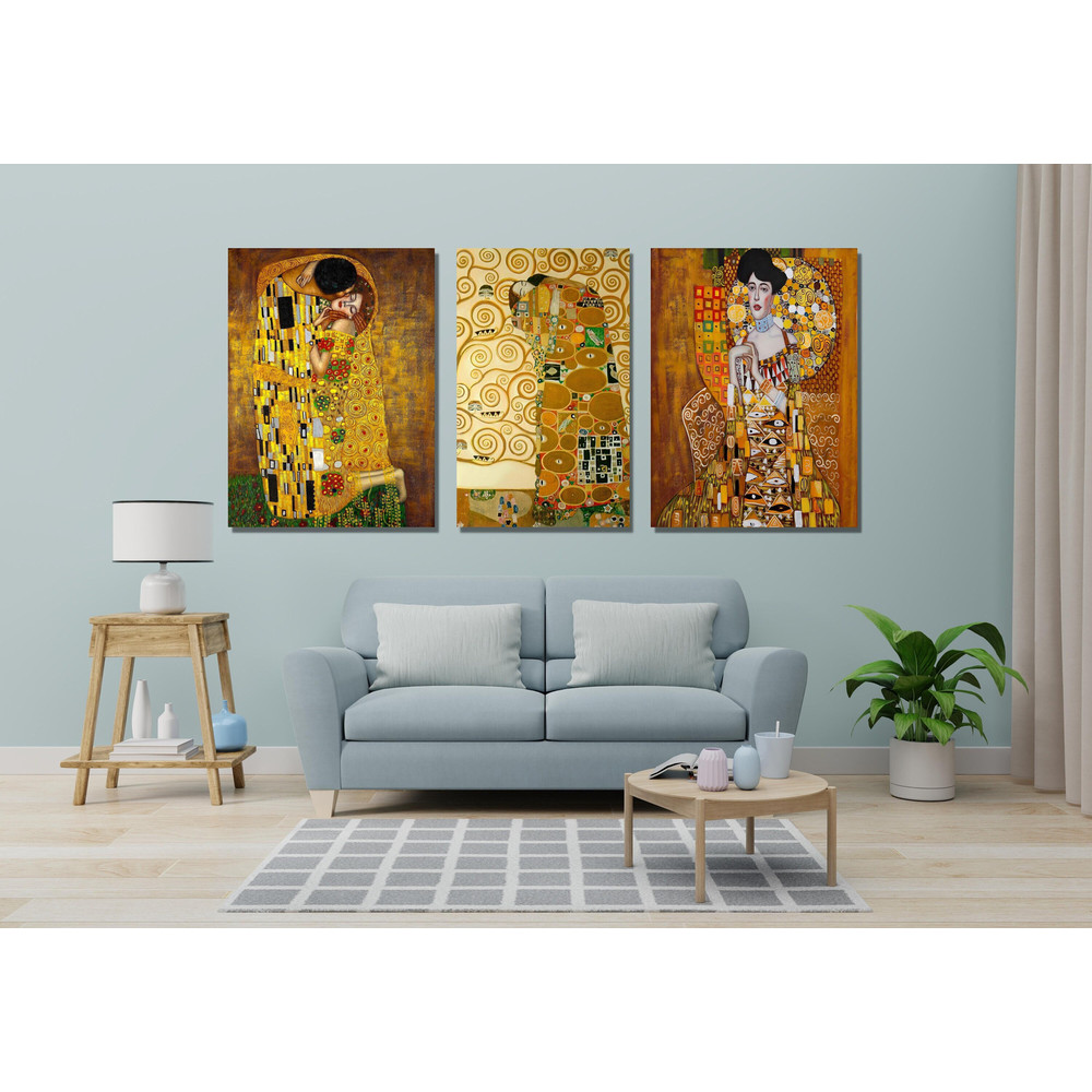 Gustav Klimpt Print, Gustav Klimpt Poster, Set of 3 Gustav Klimpt Painting, Gustav Klimpt Canvas, Ready To Hang, Gustav Klimpt Painting Art.jpg