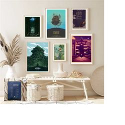 studio ghibli poster set of 6, howl&39s moving