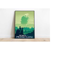 howl&39s moving castle poster print, studio ghibli, movie