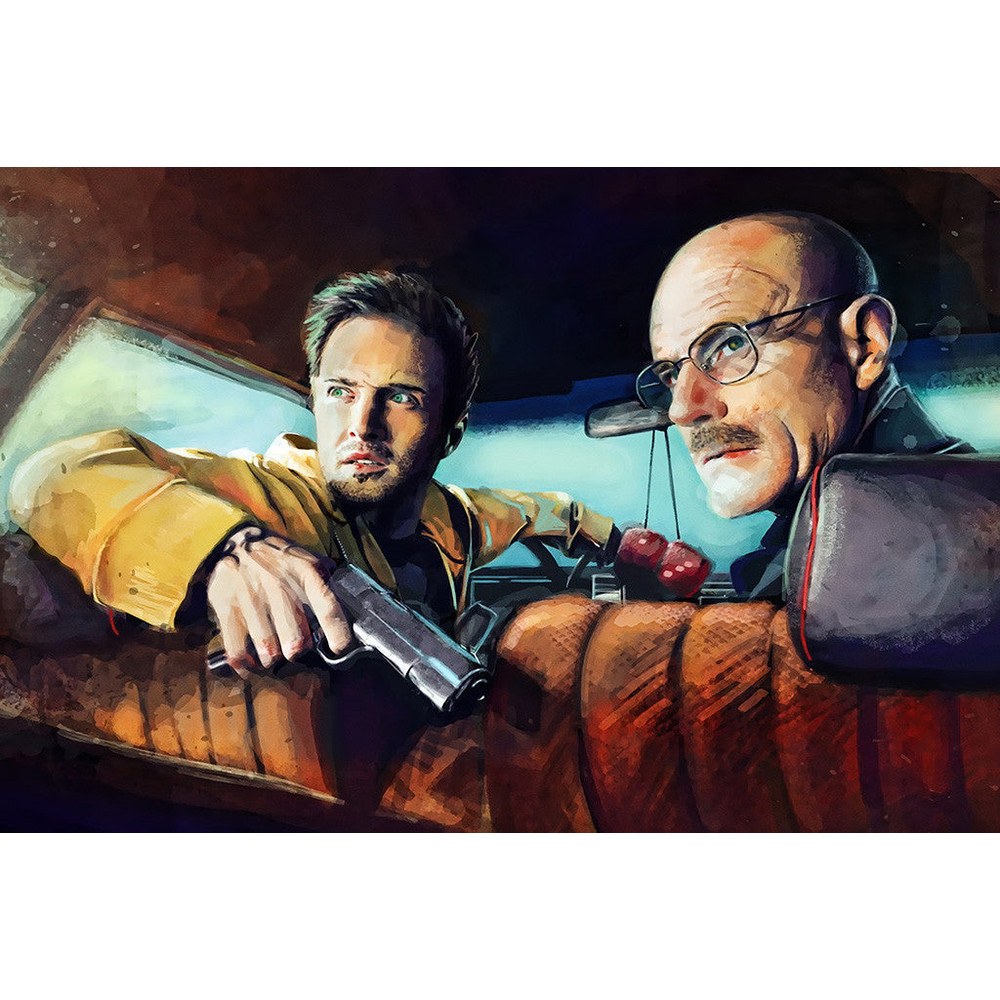Breaking Bad Walter White Jesse Pinkman Gun Car Poster 1.jpg
