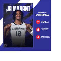 ja morant wall art, ja morant poster, basketball