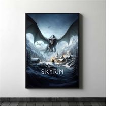 skyrim poster, minimalist, posters, gaming print, gaming poster,