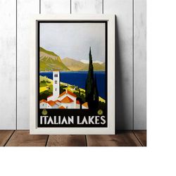 italian lakes vintage travel poster - retro decor