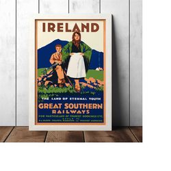 ireland vintage travel poster - retro decor poster