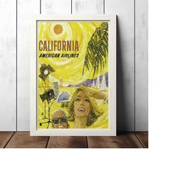 american vintage travel poster - retro decor poster