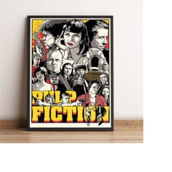pulp fiction poster, john travolta wall art, quentin