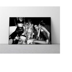 black and white lesbian kiss print, feminine poster,