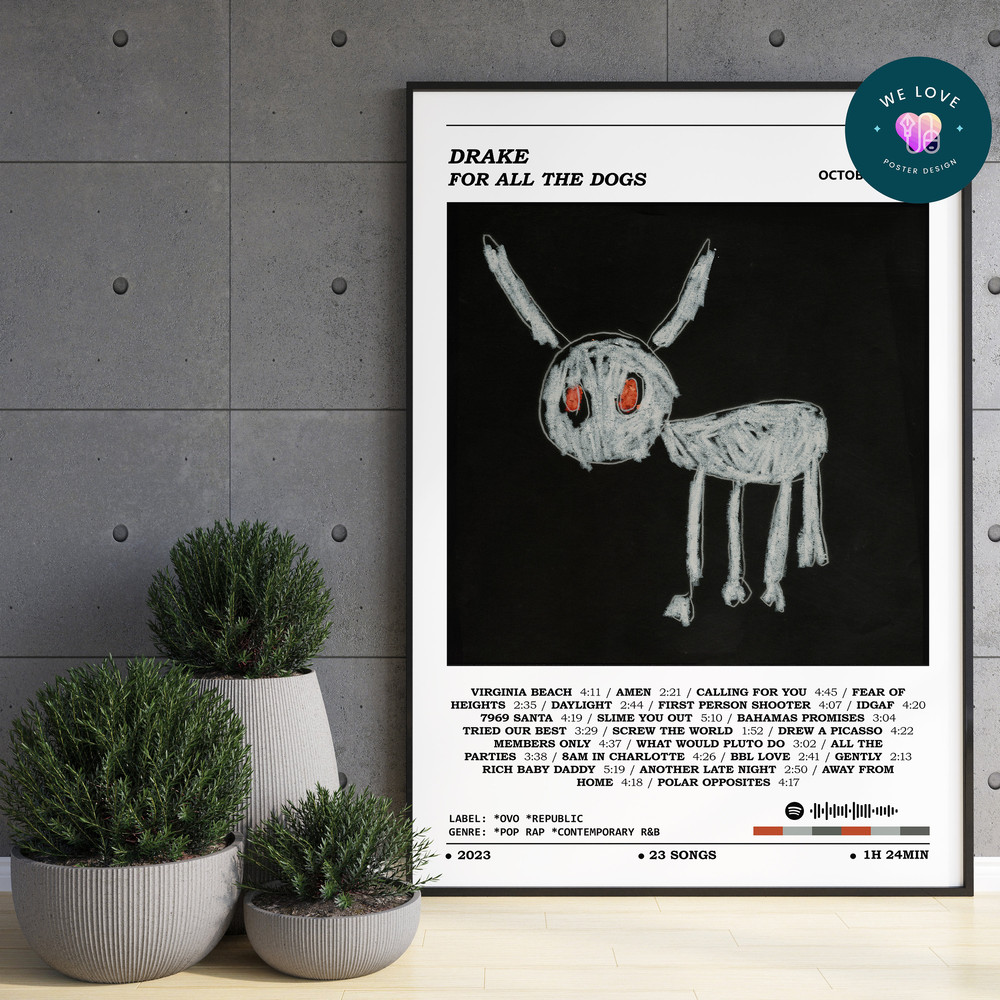 Drake - For All The Dogs Poster Drake Poster Album Cover Poster Music Print Album Print Home Wall Decor Music Gift Gift Idea 6.jpg