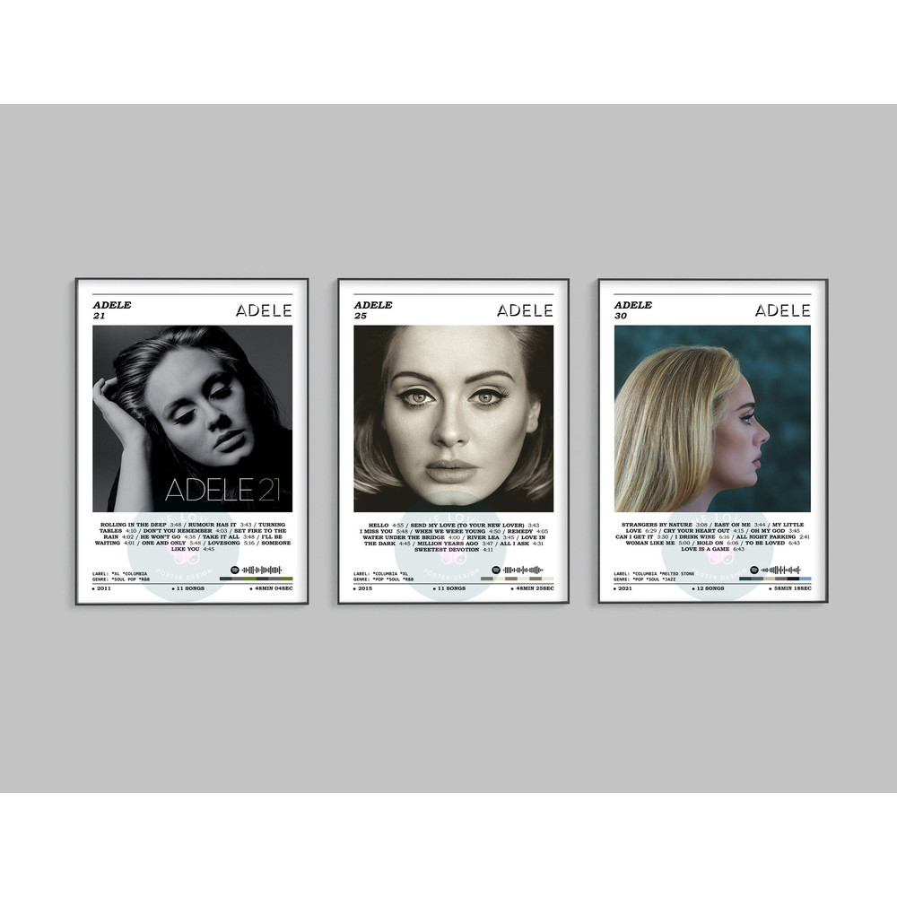 Set Of 3 Adele Poster Adele Poster Album Cover Poster Album Print Music Print Music Wall Decor Music Gift Idea Poster Print 7.jpg