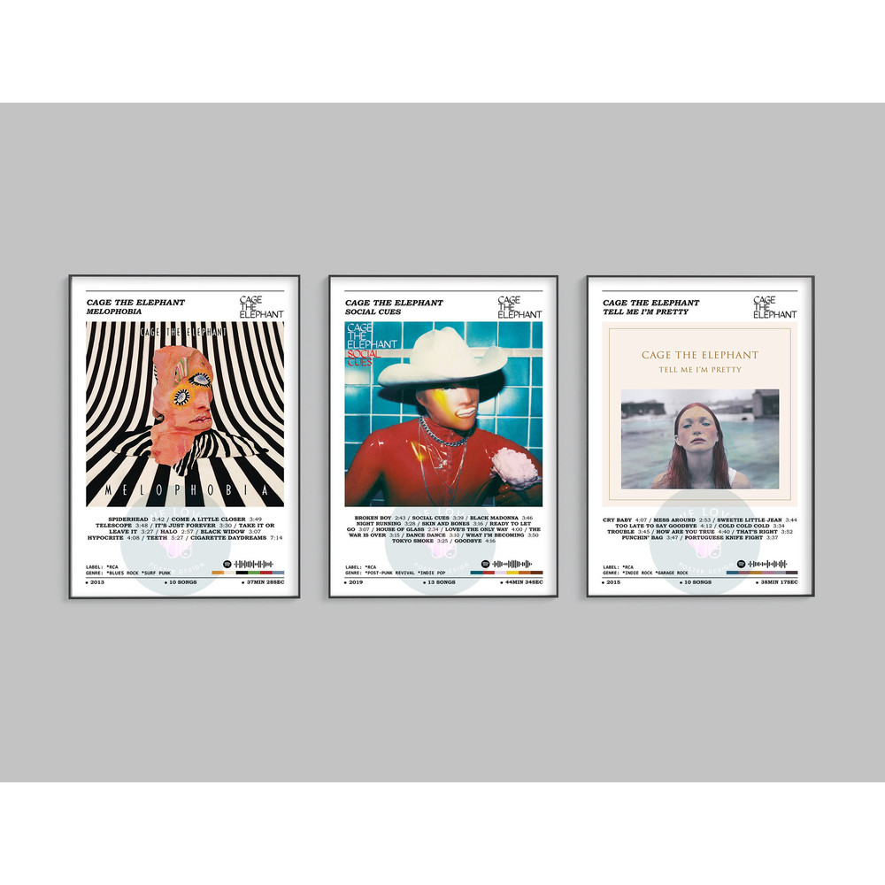 Set Of 3 Cage The Elephant Poster Cage The Elephant Poster Album Cover Poster Music Print Music Gift Idea Music Wall Decor 10.jpg