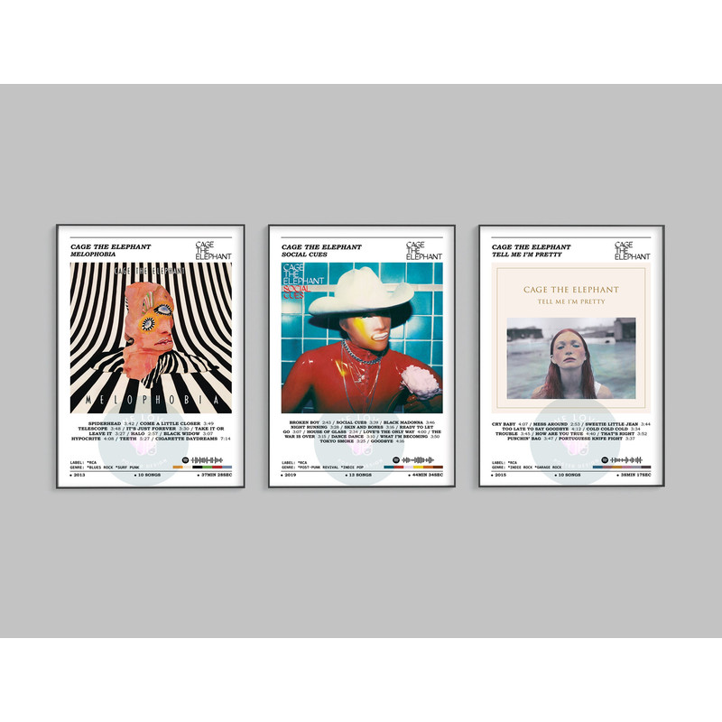 Set Of 3 Cage The Elephant Poster Cage The Elephant Poster Album Cover Poster Music Print Music Gift Idea Music Wall Decor 10.jpg