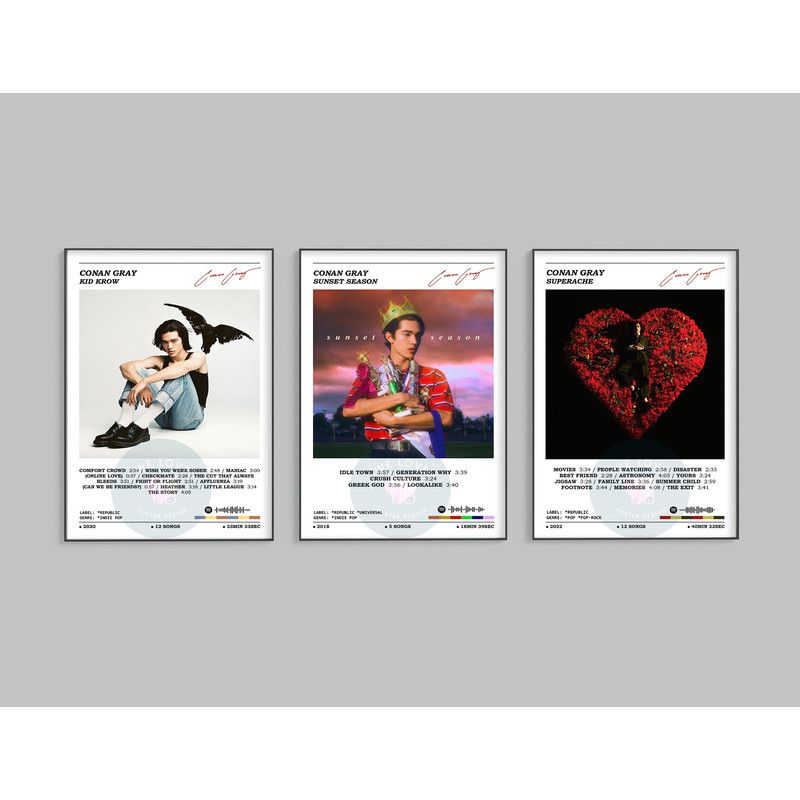Set Of 3 Conan Gray Poster Conan Gray Poster Album Cover Poster Music Print Album Print Home Wall Decor Poster Print Gift Idea.jpg