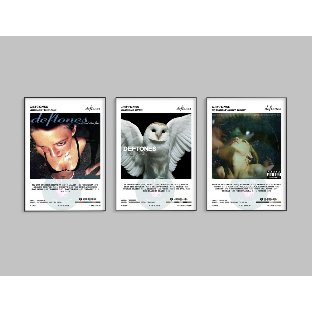 Set Of 3 Deftones Poster Deftones Poster Album Cover Poster Music Print Album Print Music Wall Decor Gift Idea Poster Print 7.jpg