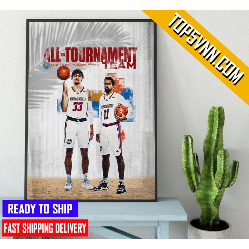 Noah And Matthew Cross Umass Basketball All Tournament Myrtle Beach Invitational Champions Poster Canvas.jpg