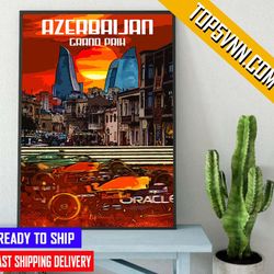 red bull racing azerbaijan grand prix 2023 poster canvas