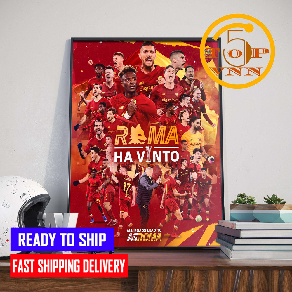 The First AS Roma win UEFA Europa Conference League Champions Poster Canvas Home Decoration.jpg