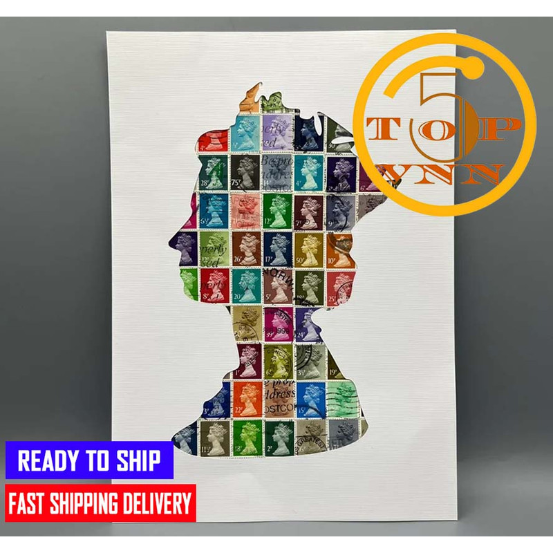 The Machin Silhouette of Queen Elizabeth II Multicoloured Poster Canvas.jpg