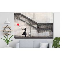 banksy red balloon girl canvas, banksy red balloon