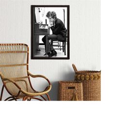 framed bob dylan poster canvas, black and white