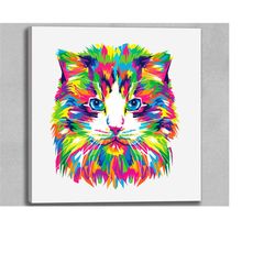 colorful abstract cat poster | cool cats art