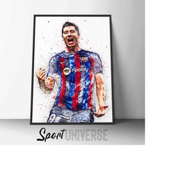 robert lewandowski poster lewandowski print barcelona print wall