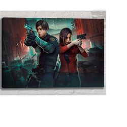 resident evil poster | leon kennedy & claire