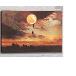 moon falling poster print | couple silhouette wall