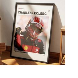 charles leclerc poster, f1 racing poster, formula 1