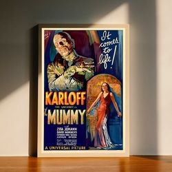 boris karloff the mummy horror old vintage movie canvas poster, wall art decor, home decor, no frame
