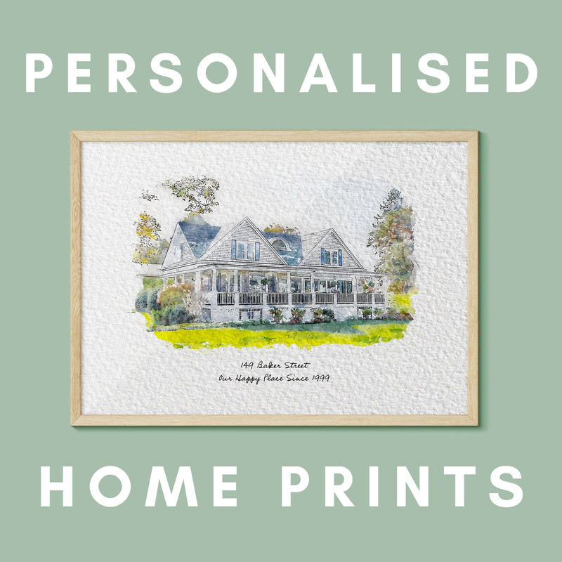 Your 'Home' Personalised Watercolour Print, Custom Home Print, Personalised Print, Home Gift, Moving Home Gift.jpg