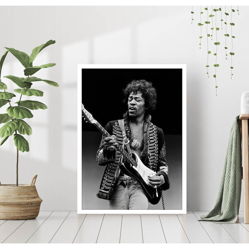 Jimi Hendrix Guitarist Portrait Music Poster Print Retro Black & White Photography Vintage Celebrity Rock Blues Jazz Canvas Framed Wall Art.jpg