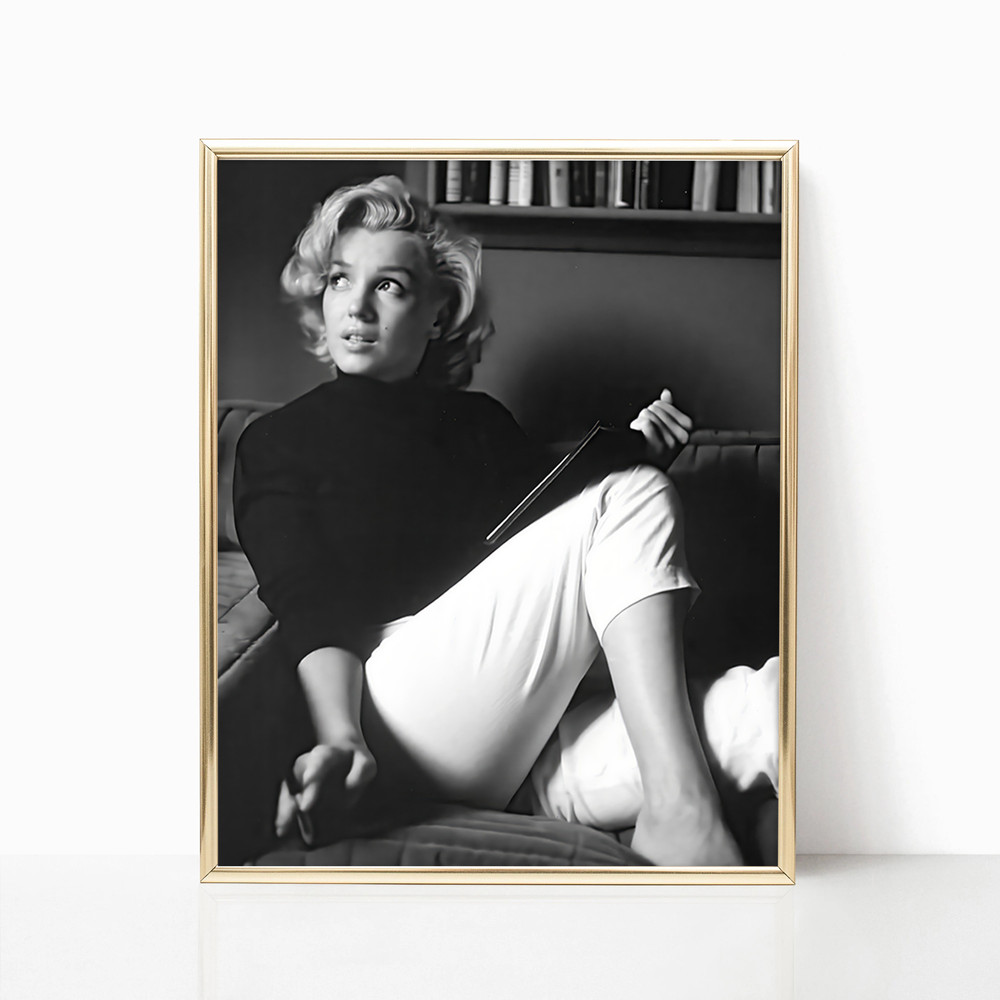 Marilyn Monroe Famous Movie Actress Print Black and White Retro Vintage Classic Fashion Photography Canvas Framed Printed Trendy Wall Art 2.jpg