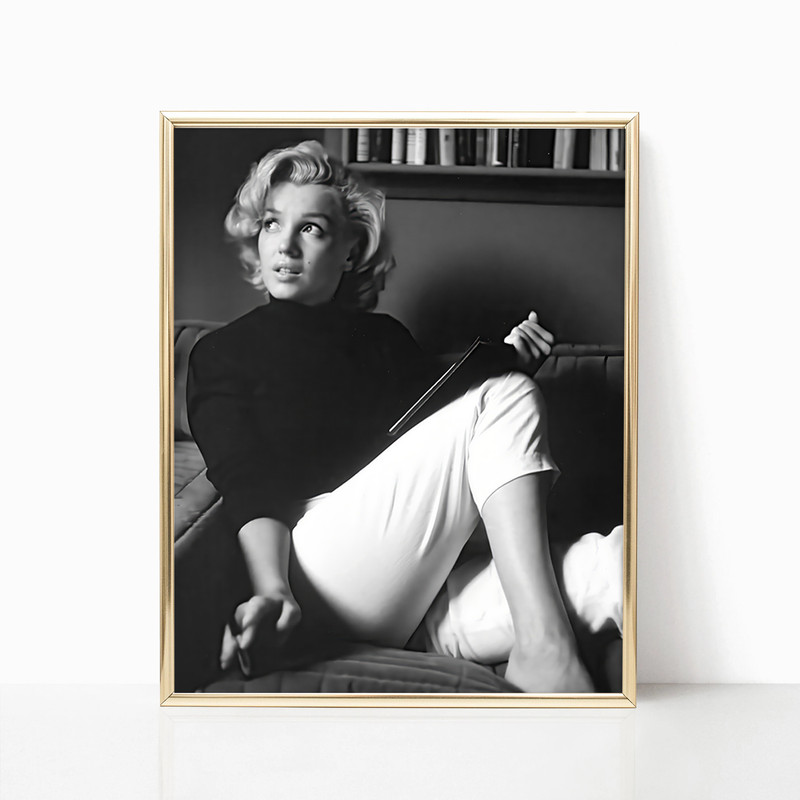 Marilyn Monroe Famous Movie Actress Print Black and White Retro Vintage Classic Fashion Photography Canvas Framed Printed Trendy Wall Art 2.jpg