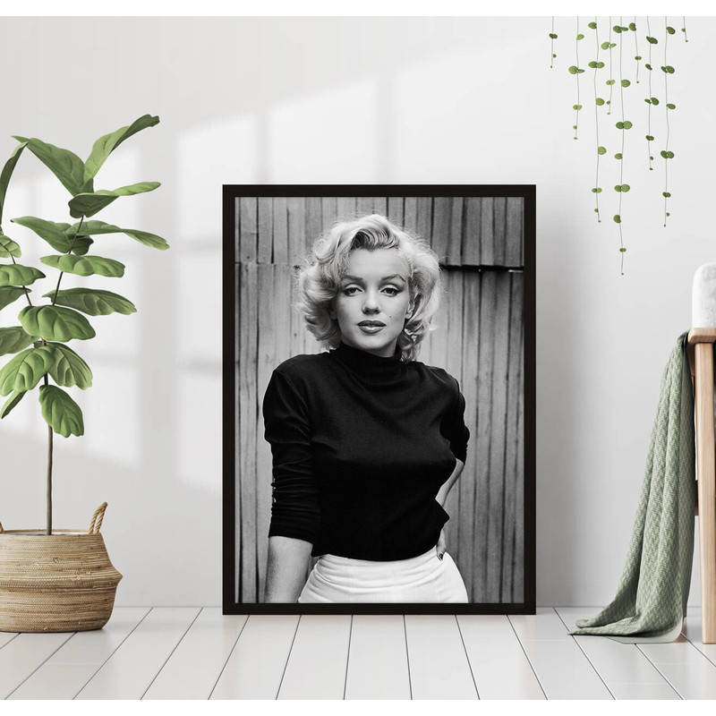 Marilyn Monroe Famous Movie Actress Print Black and White Retro Vintage Classic Fashion Photography Canvas Framed Printed Wall Art Trendy.jpg