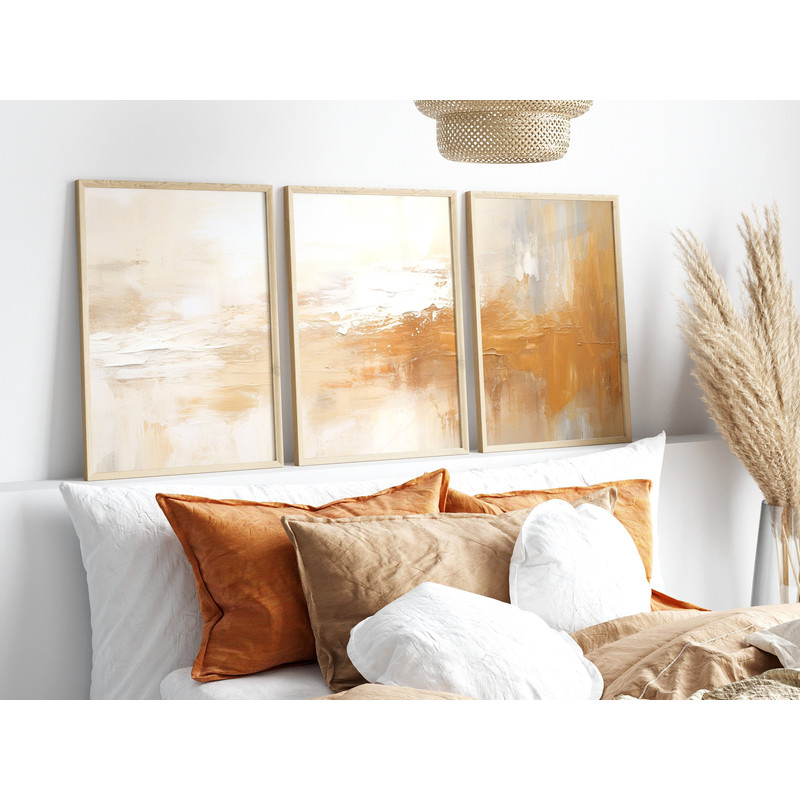 Pastel Art Set of 3 Abstract Beige Ivory Rust Office Decor Modern Gallery Wall Art Canvas Framed Printed Acrylic Painting Minimalist Poster.jpg