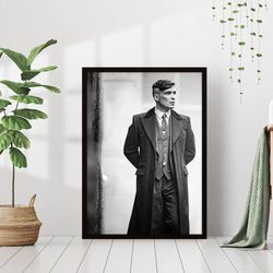 Peaky Blinders Black & White Photography Vintage Aesthetic Thomas Shelby TV Series Canvas Framed Gift for Him Wall Art D