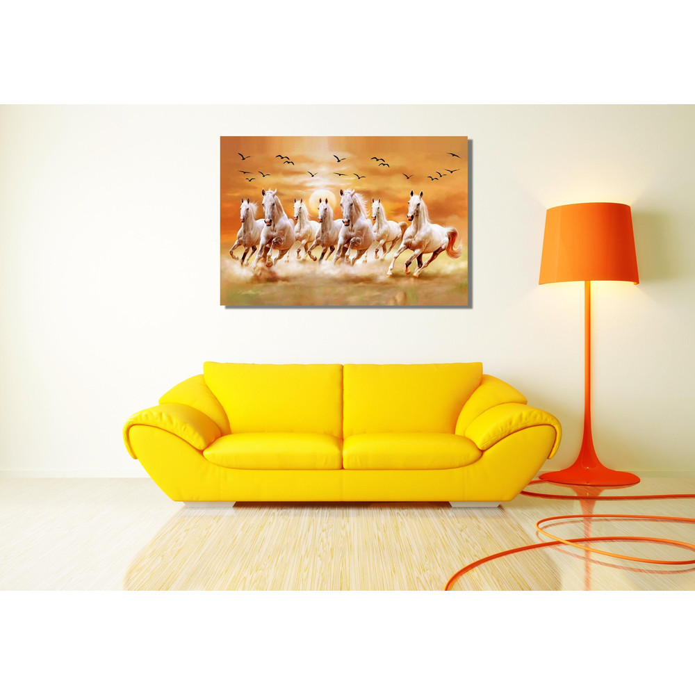 7 Running Horses Ready To Hang Canvas, Seven Running White Horse Animals Canvas Print, Horse Wall Art, Colorful Print Canvas Print Canvas.jpg