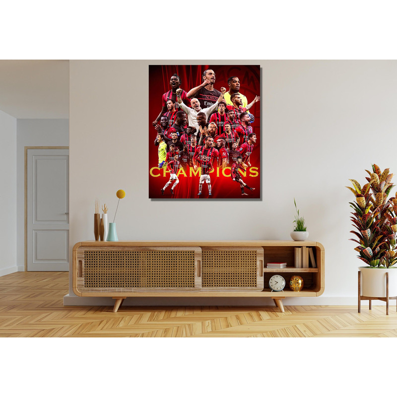 AC Milan Champions Serie A 2022 Ready To Hang Canvas,Serie A Wall Art,Gift for Kids,Football Poster,AC Milan Poster,Milan Canvas Wall Art 2.jpg