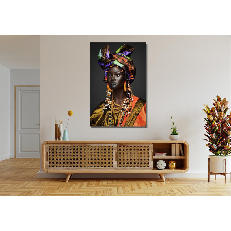 African Black Woman Make Up Ready To Hang Canvas,American Indian Art Indian Woman Canvas Print Indian Wall Art Native Indian Headdress Print.jpg