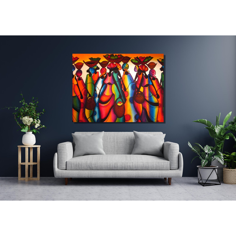 African Ready To Hang Canvas,African Art Canvas-African American Ladies Stitches Pattern Art Poster,African Art Poster,African Art Design.jpg