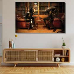 alien vs predator playing chess ready to hang canvas,alien vs predator canvas poster,alien vs predator wall decor, movie