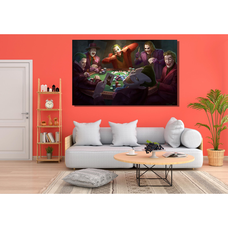 All Joker Playing Poker Ready To Hang Canvas, Joker Wall Art, Joker Portrait, Joker Art Print, Joker Painting, Why So Serious, Joker Poster.jpg