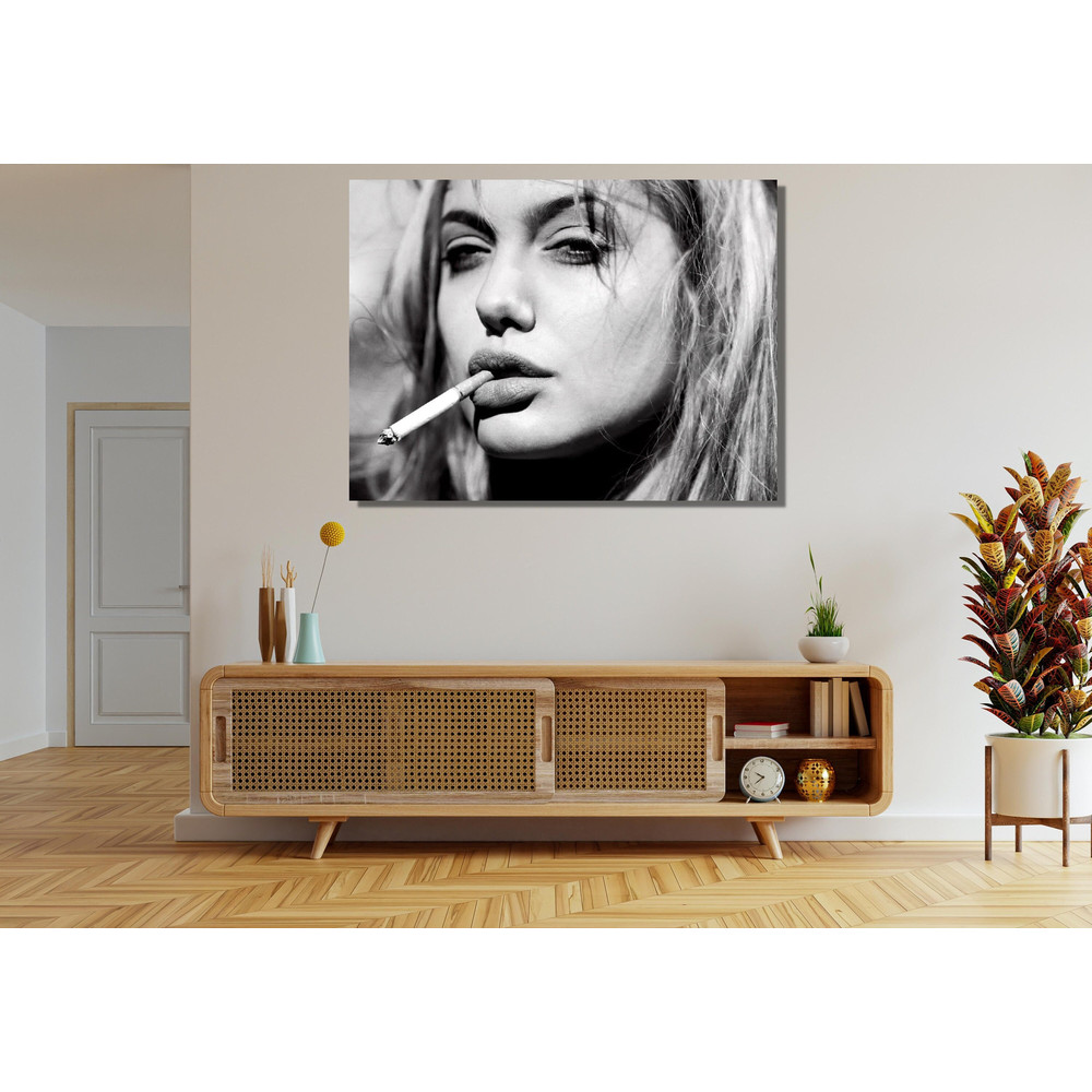 Angelina Jolie Ready To Hang Canvas,Angelina Jolie Print, Black And White,Wall Art Living Room,Decor Art,Famous Woman,Angelina Jolie Poster 1.jpg