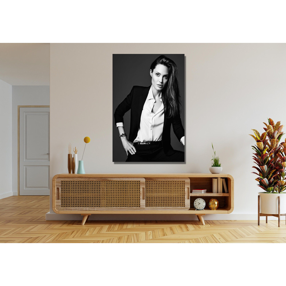 Angelina Jolie Ready To Hang Canvas,Angelina Jolie Print, Black And White,Wall Art Living Room,Decor Art,Famous Woman,Angelina Jolie Poster.jpg
