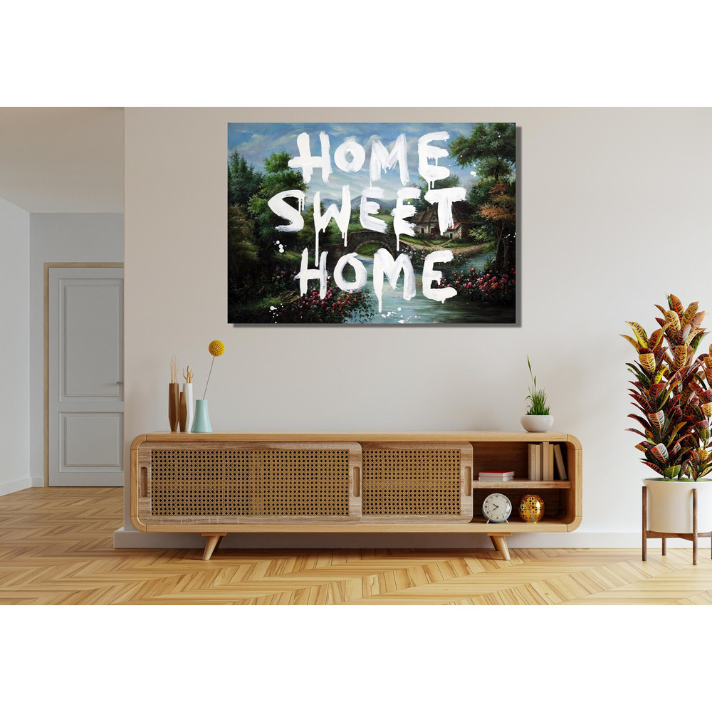 Banksy Home Sweet Home Ready To Hang Canvas,Banksy Wall Art,Home Sweet Home Poster,Modern Pop Art Poster,Graffiti Wall Decor,Street Wall Art.jpg