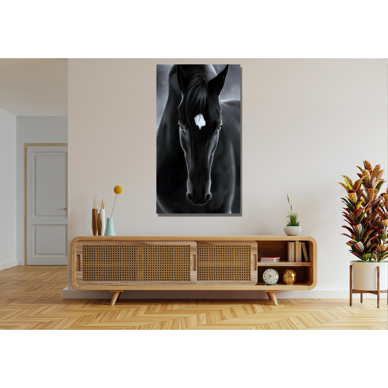 Black Horse Ready To Hang Canvas,Black Horse Wall Art,Animal Canvas,Horse Poster,Wall Art Canvas,Black Horse Canvas Wall Art,Animal Fan Gift.jpg