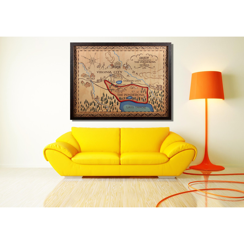 Bonanza Map Reproduction Ready To Hang Canvas, TV Ponderosa Nevada HIGHEST QUALITY, Map of the Ponderosa,Bonanza Map Canvas Art,Nevada Print.jpg