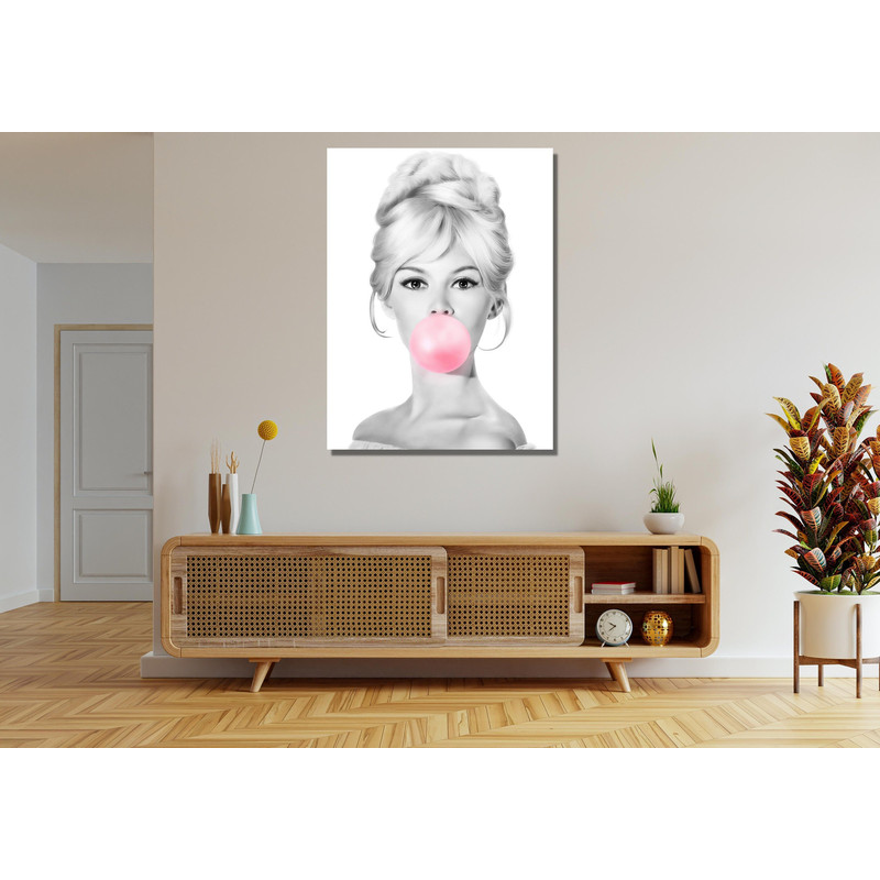 Brigitte Bardot Lady Bubble Gum Ready To Hang Canvas, Pink Bubble Print,Photography Prints,Museum Quality Photo Art Print,Pink Bardot Photo.jpg
