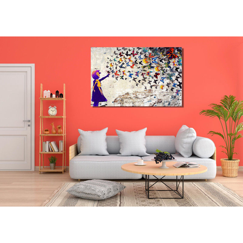 Butterfly Girl Suicide Ready To Hang Canvas, Banksy Head Shot, Canvas Wall Art, Graffiti Print, Banksy Street Art, Banksy Art, Banksy Girl 1.jpg